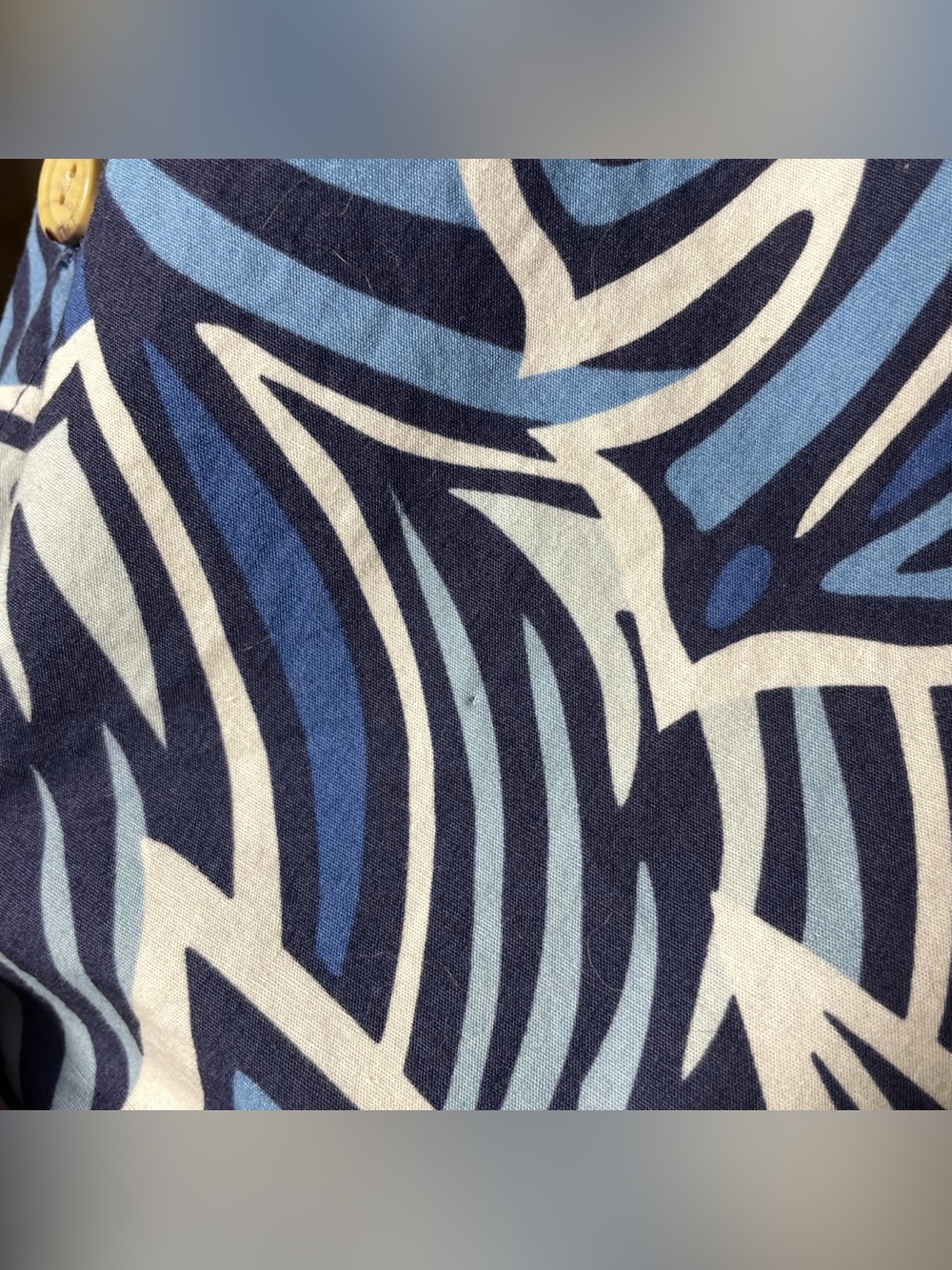 Rix Men’s Blue White Ulu Breadfruit Palm Print Button Up Collared Aloha Hawaiian - Picture 11 of 15